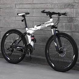 CPY-EX Bike CPY-EX Mountain Bike, Folding Mountain Bike 21 / 24 / 27 Speed Bicycle Full Suspension MTB Foldable Frame 26" Spoke Hub, D, 21