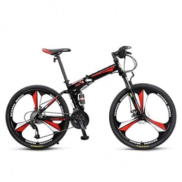 Creing Folding Mountain Bike Creing Portable Bike 27 Speed Fold Bicycle 26 inch With Double Shock Absorption For Adult, red