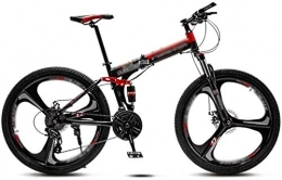 CSS Folding Mountain Bike CSS 24" 21-Speed Mountain Folding Bike, Flying Wheel Variable-Speed Off-Road Mountain Bike, Double Shock-Absorbing 3-Knife Wheels Studentracing 6-27, 24 Inches