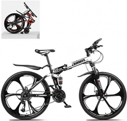 CSS Bike CSS 24 inch Folding Bikes, High Carbon Steel Frame Double Shock Absorption 21 / 24 / 27 / 30 Speed Variable, All Terrain Adult Mountain Off-Road Bicycle 7-2, 24 Speed