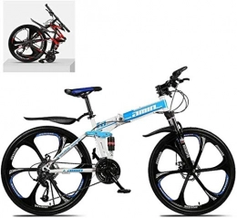 CSS Bike CSS 24 inch Folding Bikes, High Carbon Steel Frame Double Shock Absorption 21 / 24 / 27 / 30 Speed Variable, All Terrain Adult Mountain Off-Road Bicycle 7-2, C, 24 Speed