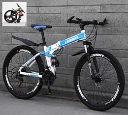 CSS Bike CSS 24 inch Folding Mountain Bikes, High Carbon Steel Frame Double Shock Absorption Variable, All Terrain Quick Foldable Adult Mountain Off-Road Bicycle 6-6, 27 Speed