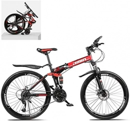 CSS Folding Mountain Bike CSS 24 inch Folding Mountain Bikes, High Carbon Steel Frame Double Shock Absorption Variable, All Terrain Quick Foldable Adult Mountain Off-Road Bicycle 6-6, B, 27 Speed