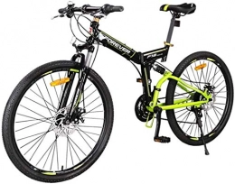 CSS Folding Mountain Bike CSS 26" Folding Mountain Bicycle, 24 Speed Ront and Rear Shock Absorption Bike Double Disc Brake Soft Tail Frame Bicycle Adult Off-Road Vehicle 6-20, Green