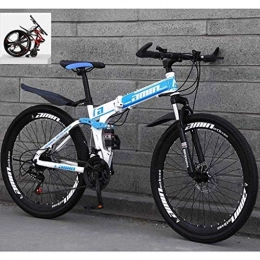 CSS Bike CSS 26 inch Folding Mountain Bikes, High Carbon Steel Frame Double Shock Absorption 21 / 24 / 27 / 30 Speed Variable, All Terrain Quick Foldable 7-14, 21 Speed