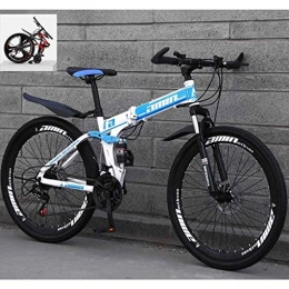 CSS Folding Mountain Bike CSS 26 inch Folding Mountain Bikes, High Carbon Steel Frame Double Shock Absorption 21 / 24 / 27 / 30 Speed Variable, All Terrain Quick Foldable 7-14, 30 Speed