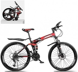CSS Bike CSS 26 inch Folding Mountain Bikes, High Carbon Steel Frame Double Shock Absorption 21 / 24 / 27 / 30 Speed Variable, All Terrain Quick Foldable 7-14, B, 27 Speed