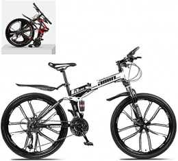 CSS Folding Mountain Bike CSS 26 inch Folding Mountain Bikes, High Carbon Steel Frame Double Shock Absorption Variable, All Terrain Quick Adult Mountain Off-Road Bicycle 6-11, B, 30 Speed