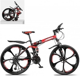 CSS Bike CSS 26 inch Folding Mountain Bikes, High Carbon Steel Frame Double Shock Absorption Variable, All Terrain Quick Foldable Adult Off-Road Bicycle 6-6, B, 24 Speed