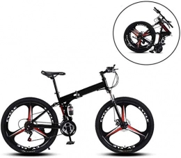 CSS Folding Mountain Bike CSS 26 inch Mountain Bikes, Folding High Carbon Steel Frame Variable Speed Double Shock Absorption Three Cutter Wheels Foldable Bicycle 7-2, 24 Speed