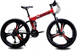 CSS Folding Mountain Bike CSS Bicycle, 24Inch 26Inch Folding Mountain Bike 21 Speed Double Damping 3 Knife Wheel Bicycle Double Disc Brakes Mountain Bike 7-2, 26 inch 21 Speed