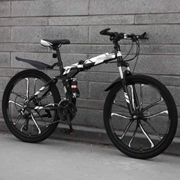 CSS Folding Mountain Bike CSS Bikes Bicycle Bike Folding Bikes, 27-Speed Double Disc Brake Full Suspension Bicycle, 26 inch Off-Road Variable Speed Bikes for Men and Women 5-25, Black