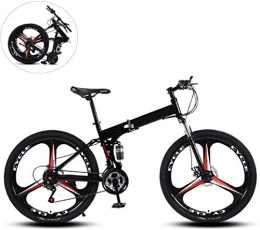 CSS Folding Mountain Bike CSS Folding Mountain Bikes, 24 inch Three Cutter Wheels High Carbon Steel Frame Variable Speed Double Shock Absorption All Terrain Foldable Bicycle 6-11, 27 Speed