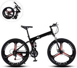 CSS Folding Mountain Bike CSS Folding Mountain Bikes, 24 inch Three Cutter Wheels High Carbon Steel Frame Variable Speed Double Shock Absorption All Terrain Foldable Bicycle 6-11, Black, 27 Speed