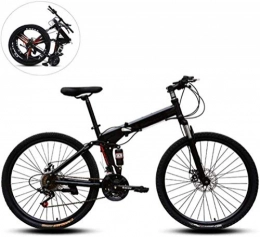 CSS Folding Mountain Bike CSS Folding Mountain Bikes, 26 inch High Carbon Steel Frame, Variable Speed Double Shock Absorption Disc Brake All Terrain Adult Foldable Bicycle 6-6, Black, 24 Speed