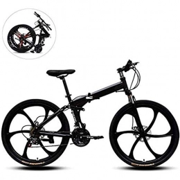 CSS Folding Mountain Bike CSS Folding Mountain Bikes, 26 inch Six Cutter Wheels High Carbon Steel Frame Variable Speed Double Shock Absorption All Terrain Foldable Bicycle 6-24, 27 Speed