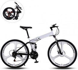 CSS Folding Mountain Bike CSS Folding Mountain Bikes, 26 inch Three Cutter Wheels High Carbon Steel Frame Variable Speed Double Shock Absorption All Terrain Adult Bicycle 6-11, White, 21 Speed