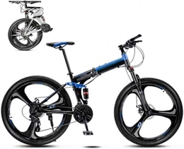 CSS Bike CSS Honglianriven Bikes 24-26 inch MTB Bicycle, Unisex Folding Commuter Bike, 30-Speed Gears Foldable Bicycle Bike, Double Disc Brake / Blue / A Wheel / 24' 5-25