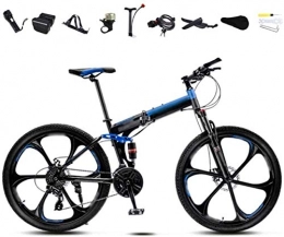 CSS Folding Mountain Bike CSS Honglianriven Bikes 24-26 inch MTB Bicycle, Unisex Folding Commuter Bike, 30-Speed Gears Foldable Bicycle Bike, Double Disc Brake / Blue / B Wheel / 24' 5-29