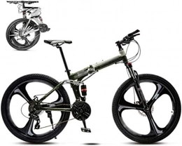 CSS Folding Mountain Bike CSS Honglianriven Bikes 24-26 inch MTB Bicycle, Unisex Folding Commuter Bike, 30-Speed Gears Foldable Bicycle Bike, Double Disc Brake / Green / A Wheel / 24' 5-29