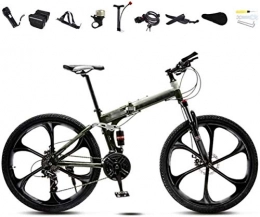 CSS Bike CSS Honglianriven Bikes 24-26 inch MTB Bicycle, Unisex Folding Commuter Bike, 30-Speed Gears Foldable Bicycle Bike, Double Disc Brake / Green / B Wheel / 24' 5-29