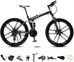 CSS Bike CSS Honglianriven Bikes 24-26 inch MTB Bicycle, Unisex Folding Commuter Bike, 30-Speed Gears Foldable Bicycle Bike, Double Disc Brake / Green / C Wheel / 24' 5-27