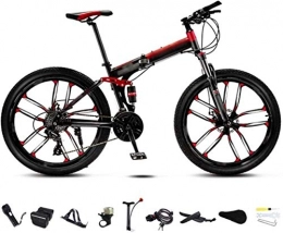 CSS Folding Mountain Bike CSS Honglianriven Bikes 24-26 inch MTB Bicycle, Unisex Folding Commuter Bike, 30-Speed Gears Foldable Bicycle Bike, Double Disc Brake / Red / C Wheel / 24' 6-6