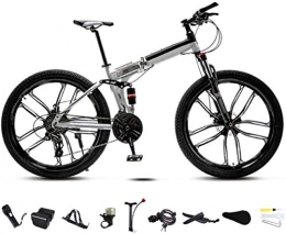 CSS Bike CSS Honglianriven Bikes 24-26 inch MTB Bicycle, Unisex Folding Commuter Bike, 30-Speed Gears Foldable Bicycle Bike, Double Disc Brake / White / C Wheel / 24' 5-29