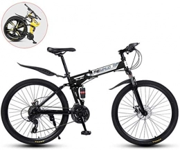 CSS Folding Mountain Bike CSS Mountain Bike, Folding 26 Inches Carbon Steel Bicycles, Double Shock Variable Speed Adult Bicycle, 30 Knife Spoke Wheels 6-6), Black, 26 in (21 Speed)