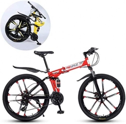 CSS Folding Mountain Bike CSS Mountain Bikes, Folding High Carbon Steel Frame 26 inch Variable Speed Double Shock Absorption Ten Cutter Wheels Foldable Bicycle 6-6, 24 Speed