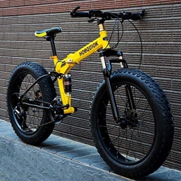 CXY-JOEL Bike CXY-JOEL Fat Tire Adult Mountain Bike Double Disc Brake / High-Carbon Steel Frame Cruiser Mens Bikes 24 inch Beach Snowmobile Bicycle Aluminum Alloy Wheels-White_24 Speed, Yellow