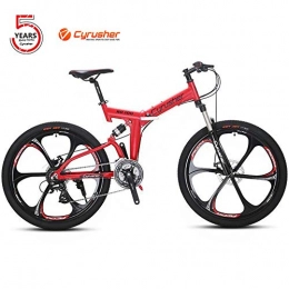Cyrusher Bike Cyrusher RD100 Folding Mountain Bike24 speeds 17 * 26 inch Dual Suspension Bicycle Double Disc Brakes 17 inch Aluminum Frame MTB (red)