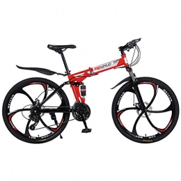 Dafang Folding Mountain Bike Dafang 26 inch folding bicycle small lightweight portable bicycle durable top high carbon steel mountain bike adult student cycling-Red_2