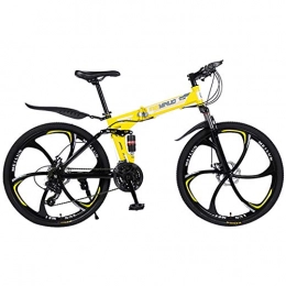 Dafang Bike Dafang 26 inch folding bicycle small lightweight portable bicycle durable top high carbon steel mountain bike adult student cycling-Yellow_4
