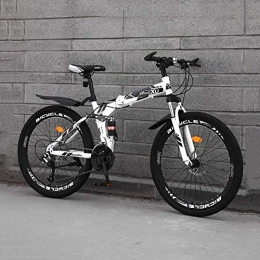 DALUXE Folding Mountain Bike DALUXE 24 Speed Folding Mountain Road Bike Beach Bicycle 24-inch Male And Female Students Shift Double Absorber Shock Adult Child Bike Dual Disc Track Shift Urban Gift, whi.