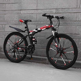 DALUXE Folding Mountain Bike DALUXE 24 Speed Folding Mountain Road Bike Beach Bicycle Male And Female Students 24-inch Double Absorber Shock Adult Dual Disc Track Shift Urban Bike, red, 26 inches