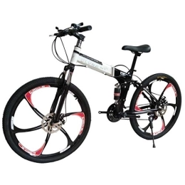 Dapang Folding Mountain Bike Dapang Mountain Bike 27 Speed Steel Frame 26 Inches 3-Spoke Wheels Dual Suspension Folding Bike Blackwhite, 15, 21speed