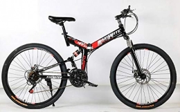 DASLING Bike DASLING 26 Inch Mountain Bike Front And Rear Shock Absorber 7-Speed Variable Adult Folding Mountain Bike@Black Red