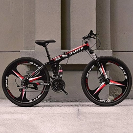 DASLING Bike DASLING Mountain Folding Bicycle Male And Female Student Adult 26"@Black Red Three Knife, 27 Speed