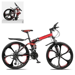 DEAR-JY Folding Mountain Bike DEAR-JY 24 Inch Folding Mountain Bikes, High Carbon Steel Frame Double Shock Absorption 21 / 24 / 27 / 30 Speed Variable, All Terrain Quick Foldable Adult Mountain Off-Road Bicycle, A, 24 Speed
