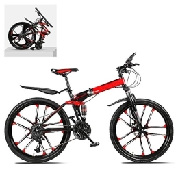 DEAR-JY Folding Mountain Bike DEAR-JY 24 Inch Folding Mountain Bikes, High Carbon Steel Frame Double Shock Absorption 21 / 24 / 27 / 30 Speed Variable, All Terrain Quick Foldable Adult Mountain Off-Road Bicycle, A, 30 Speed