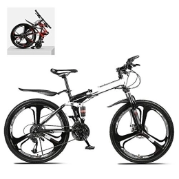 DEAR-JY Folding Mountain Bike DEAR-JY 24 Inch Folding Mountain Bikes, High Carbon Steel Frame Double Shock Absorption 21 / 24 / 27 / 30 Speed Variable, All Terrain Quick Foldable Adult Mountain Off-Road Bicycle, C, 30 Speed