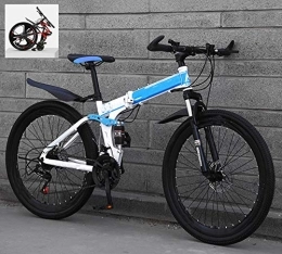 DEAR-JY Folding Mountain Bike DEAR-JY 24 Inch Folding Mountain Bikes, High Carbon Steel Frame Double Shock Absorption 21 / 24 / 27 / 30 Speed Variable, All Terrain Quick Foldable Adult Mountain Off-Road Bicycle, D, 30 Speed