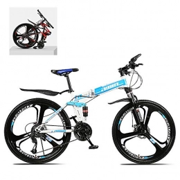DEAR-JY 26 Inch Folding Mountain Bikes,High Carbon Steel Frame Double Shock Absorption 21/24/27/30 Speed Variable,All Terrain Quick Foldable Adult Mountain Off-Road Bicycle,A,27 Speed
