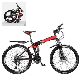 DEAR-JY Folding Mountain Bike DEAR-JY 26 Inch Folding Mountain Bikes, High Carbon Steel Frame Double Shock Absorption 21 / 24 / 27 / 30 Speed Variable, All Terrain Quick Foldable Adult Mountain Off-Road Bicycle, A, 30 Speed