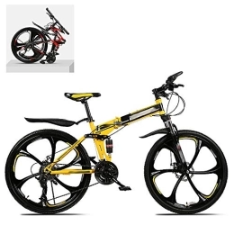 DEAR-JY Folding Mountain Bike DEAR-JY 26 Inch Folding Mountain Bikes, High Carbon Steel Frame Double Shock Absorption 21 / 24 / 27 / 30 Speed Variable, All Terrain Quick Foldable Adult Mountain Off-Road Bicycle, C, 21 Speed