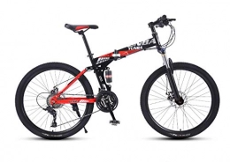DGAGD Variable speed folding mountain bike adult double shock-absorbing off-road 26 inch racing spoke wheel-Black red_24 speed