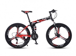 DGAGD Folding Mountain Bike DGAGD Variable Speed Folding Mountain Bike Adult Dual Shock Absorbing Off-road 24 Inch Racing Tri-cutter-Black red_21 speed