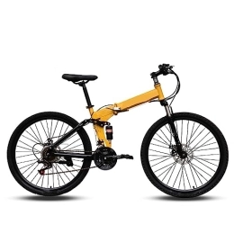 DIOTTI Folding Bicycle Yellow 24 Inch 26 Inch Variable Speed Shock-absorbing Bicycle Disc Brake Student Mountain Bike (26)