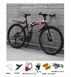 Dirty hamper Bike Dirty hamper Mountain Bike Folding Bicycle 21-speed Mountain Bike School Wagon Foot-operated Spring Fork Soft Tail Frame 24 / 26 Inch (Color : Red, Size : 24inch)